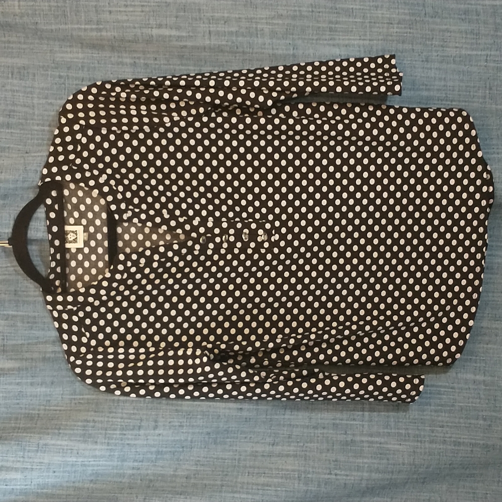 Anne Klein black long sleeve polka dot blouse